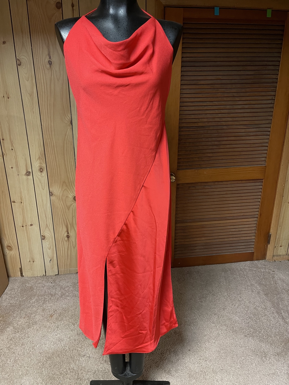Cushnie Vibrant Red Draped Cowl Wrap Maxi Dress